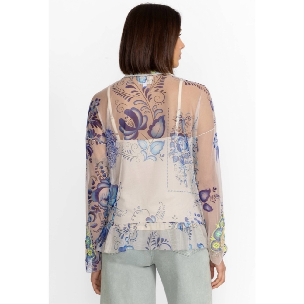Johnny Was BIYA MAZZY BUTTON DOWN RUFFLE BLOUSE - Picture 3 of 9